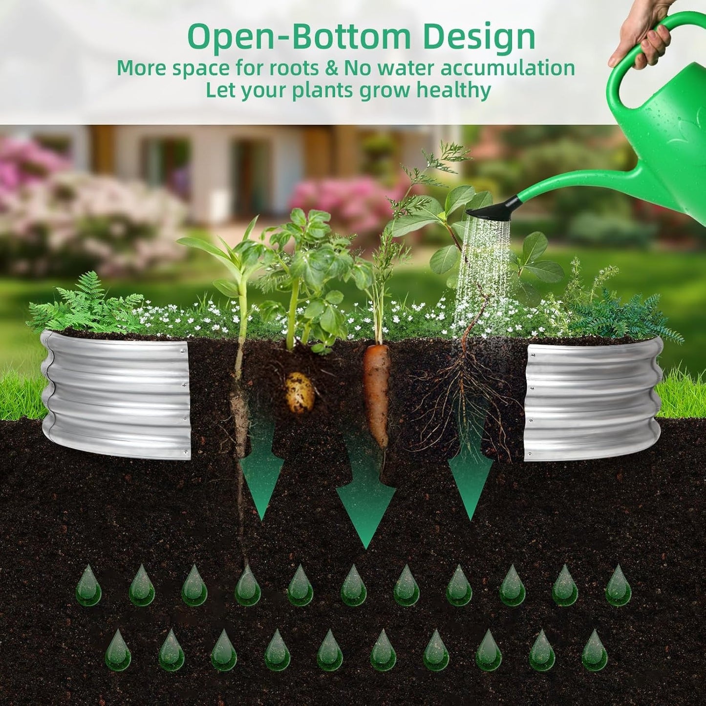 2Pcs Raised Garden Bed, Galvanized Planter Raised Garden Beds for Outdoor, 4x2x1ft