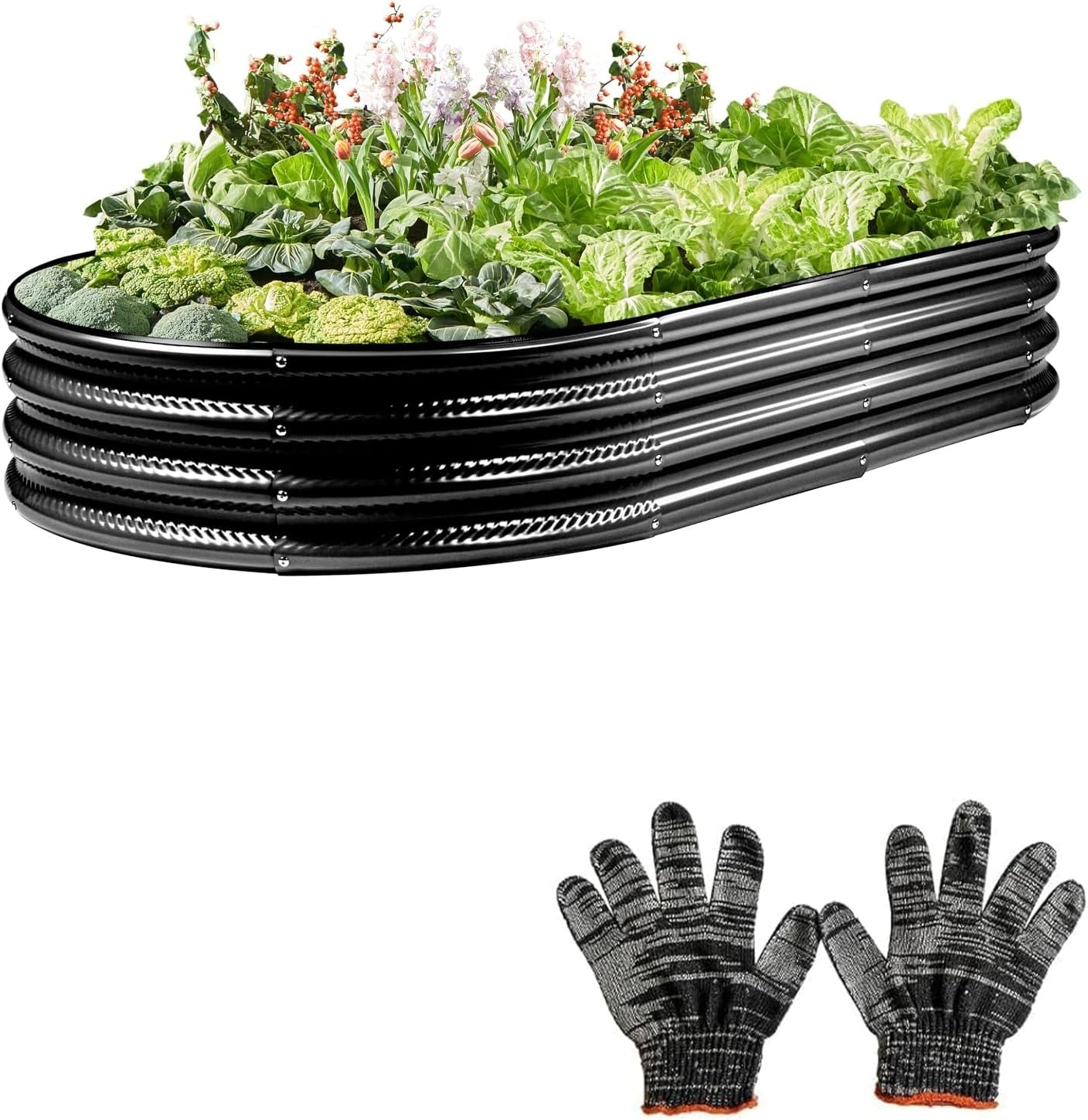 Raised Garden Bed, Galvanized Planter Raised Beds for Outdoor,Vegetables, Flowers & Herbs, Heavy-Duty Metal Raised Garden Beds Outdoor, Rust-Resistant & Easy Assembly (Black, 8x4x1 ft)