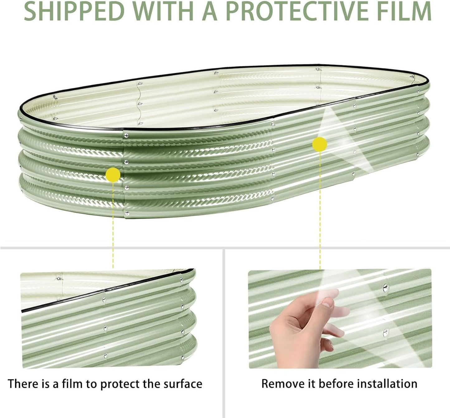 2 Pack Raised Garden Bed Kits, 4x2x1FT Cream White Oval Galvanized Outdoor Planter Beds, Easy Assembly Metal Raised Bed for Vegetables, Flowers & Herbs