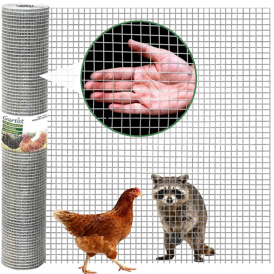 1/2 in 48"x100' Hardware Cloth – Hot-Dip Galvanized After Welding, 19GA Chicken Wire Fencing Roll for Snake, Raccoon & Fox Prevention