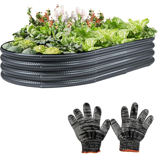 Raised Garden Bed, Galvanized Planter Raised Beds for Outdoor,Vegetables, Flowers & Herbs, Heavy-Duty Metal Raised Garden Beds Outdoor, Rust-Resistant & Easy Assembly (Gray, 6x3x1 ft)