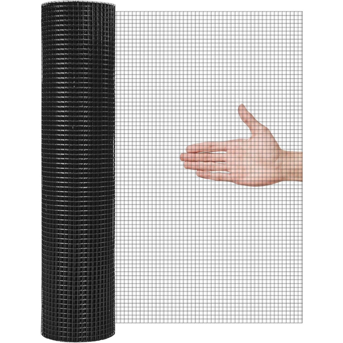 PVC Vinyl Coated Black Hardware Cloth, 19GA Chicken Wire, Rustproof & Weather-Resistant Welded Fence for Chicken Coops, Garden Protection from Rabbits, Raccons, Snakes